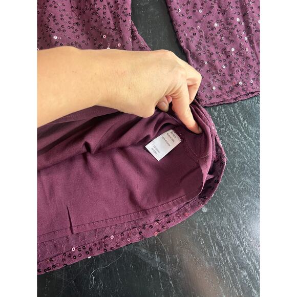 Coldwater Creek- 3x 24 - sequin Blouse long sleeve flowy Purple formal - Picture 6 of 6